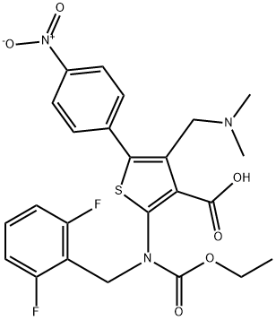 Axit 2-((2,6-difluorobenzyl)(etoxycarbonyl)amino)-4-((dimetylamino)metyl)-5-(4-nitrophenyl)thiophene-3-carboxylic