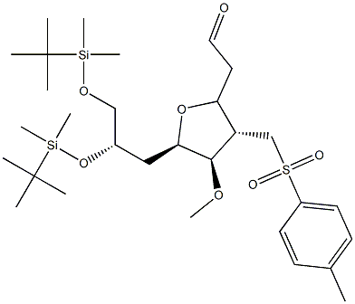 2-((2S,3S,4R,5R)-5-((S)-2,3-bis(tert-butyldimethylsilyloxy)propyl)-4-metoxy-3-(tosylmetyl)tetrahydrofuran-2-yl)axetaldehyde