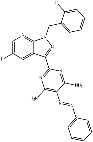 2-[5-flo-1-(2-fluorobenzyl)-1H-pyrazolo[3,4-b]pyridin-3-yl]-5-[(E)-phenyldiazenyl]pyrimidine-4,6-diamin