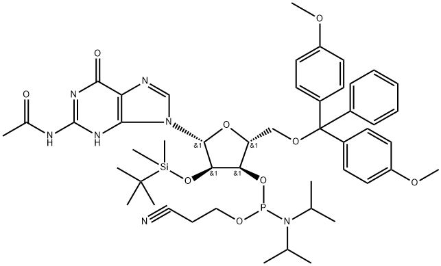 2'-O-[(tert-butyl)dimethylsilyl]-N-acetylguanosine-3'-(2-cyanoethyl-N,N-diisopropyl)phosphoramit