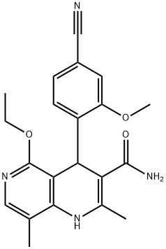 4-(4-Xyano-2-metoxyphenyl)-5-etoxy-2,8-dimetyl-1,4-dihydro-1,6-naphthyridin-3-carboxamit