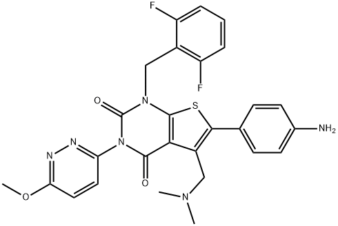 6-(4-aminophenyl)-1-(2,6-difluorobenzyl)-5-((dimetylamino)metyl)-3-(6-metoxypyridazin-3-yl)thieno[2,3-d]pyrimidine-2, 4(1H,3H)-dione