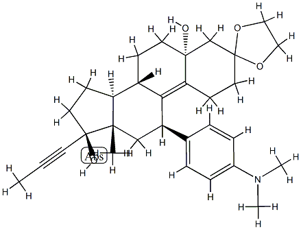 Estr-9-en-3-one, 11-[4-(dimetylamino)phenyl]-5,17-dihydroxy-17-(1-propynyl)-, 1,2-etandiyl axetal vòng, (5a,11b,17b )-