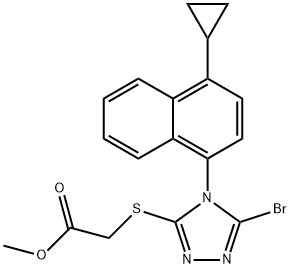 Metyl 2-(5-broMo-4-(4-cyclopropylnaphthalen-1-yl)-4H-1,2,4-triazol-3-ylthio)axetat