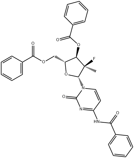 Metyl-, 3',5'-dibenzoat, (2'R)Xytidin, N-benzoyl-2'-deoxy-2'-flo-2'-