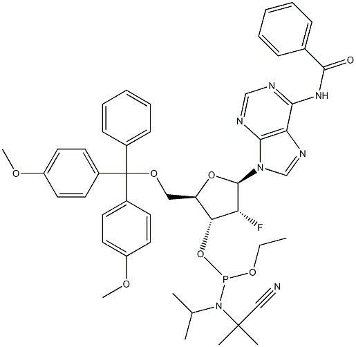 N-Benzoyl-5'-O-[bis(4-metoxyphenyl)phenylmetyl]-2'-deoxy-2'-fluoroadenosine 3'-[2-cyanoetyl N,N-bis(1-metyletyl)phosphoramit]