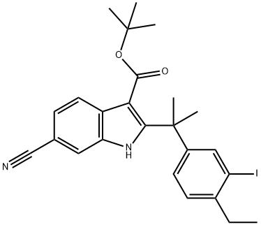 tert-butyl 6-cyano-2-(2-(4-etyl-3-iodophenyl)propan-2-yl)-1H-indole-3-carboxylat